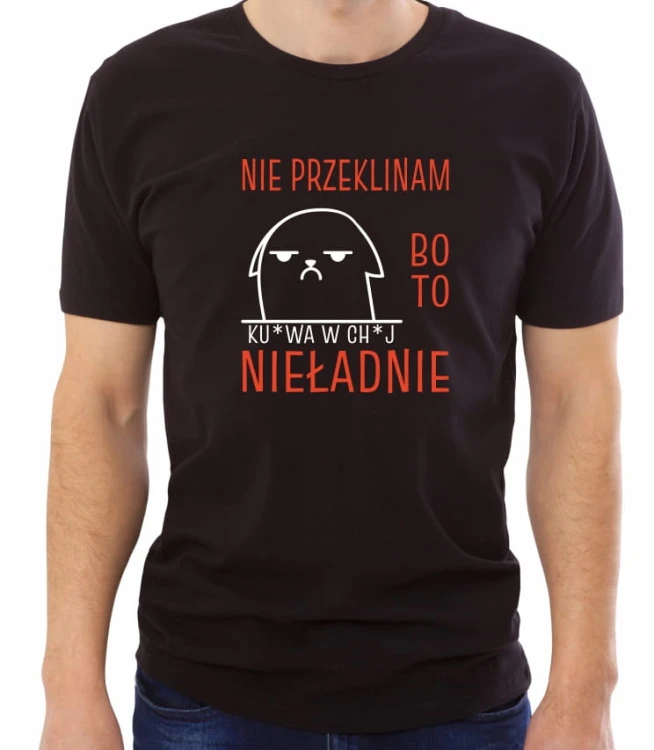 Czarna męska koszulka nie przeklinam