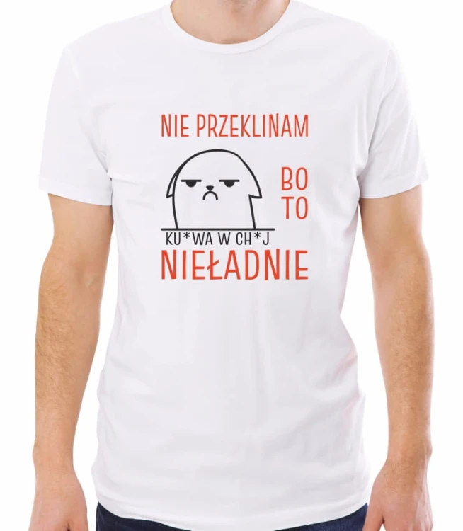 Biała męska koszulka nie przeklinam