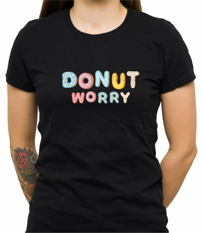 Czarna damska koszulka donut worry