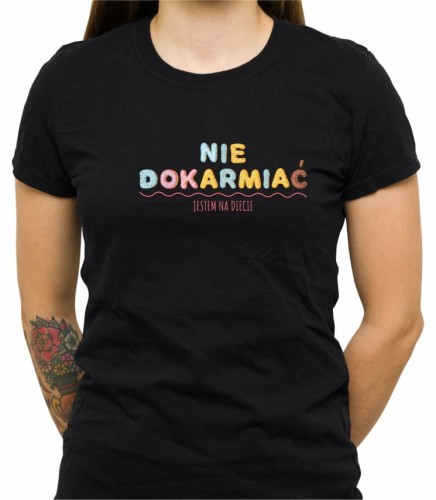 Czarna damska koszulka nie dokarmiać