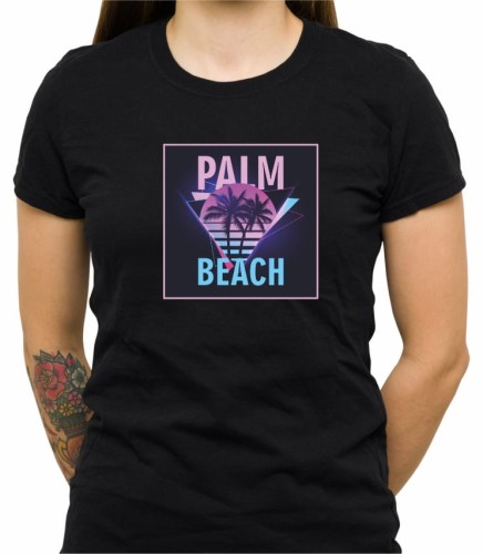 Czarna koszulka damska palm beach