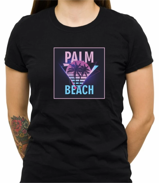 Czarna koszulka damska palm beach