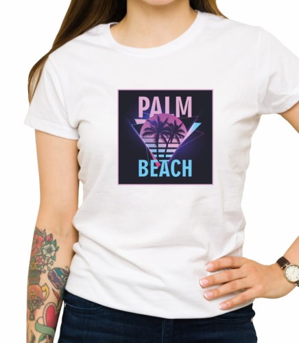 Biała koszulka damska palm beach