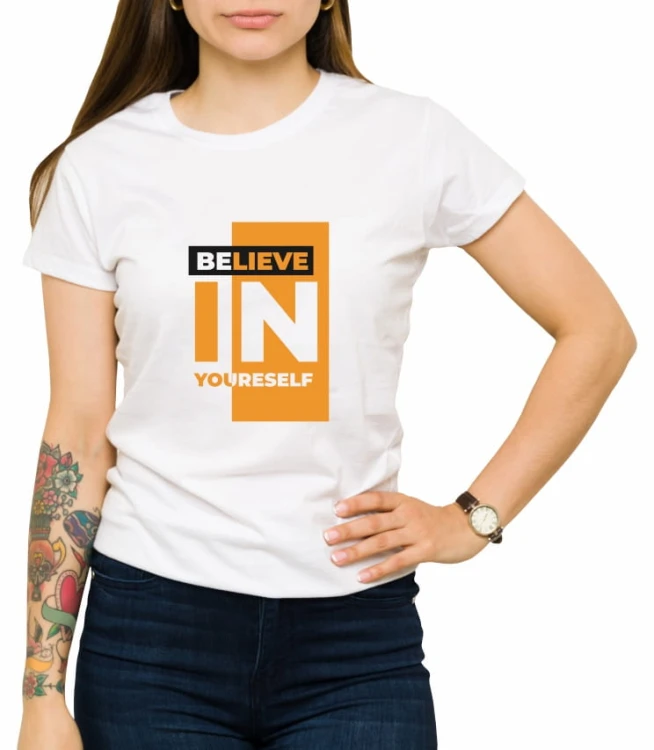 Biała damska koszulka believe in yourself
