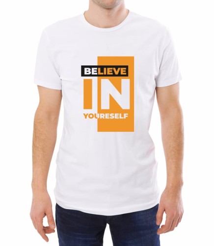 Biała męska koszulka believe in yourself