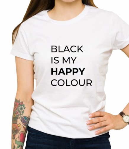 Biała damska koszulka black is my happy colour