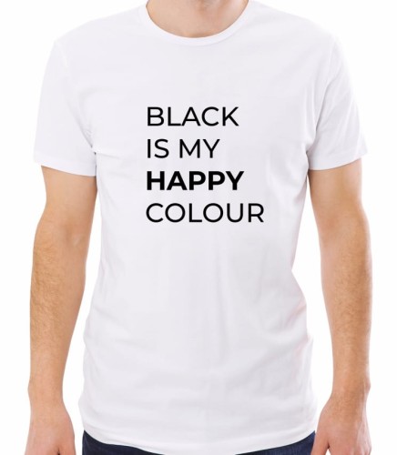 Biała męska koszulka black is my happy colour