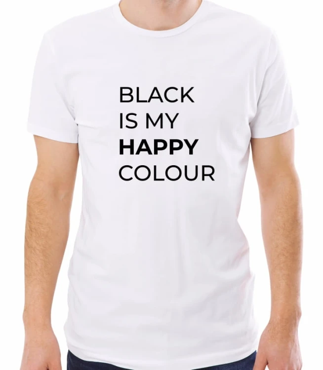 Biała męska koszulka black is my happy colour