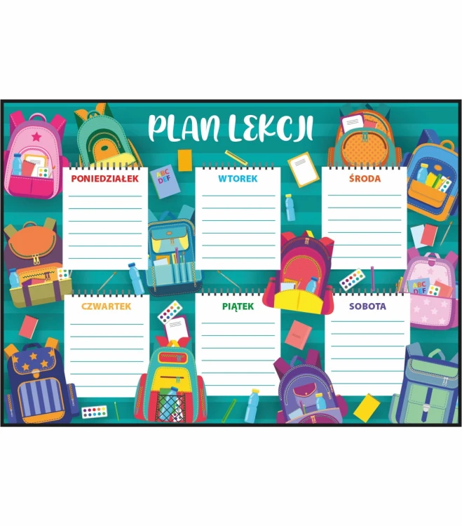 Plan lekcji przybory szkolne