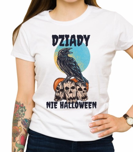 Biała damska koszulka dziady nie Halloween