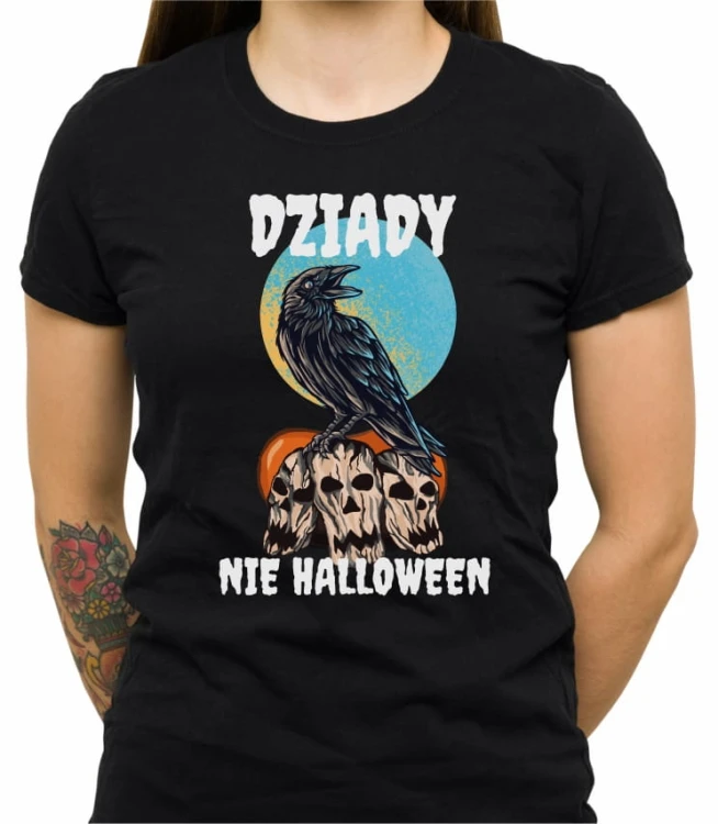 Czarna damska koszulka dziady nie Halloween
