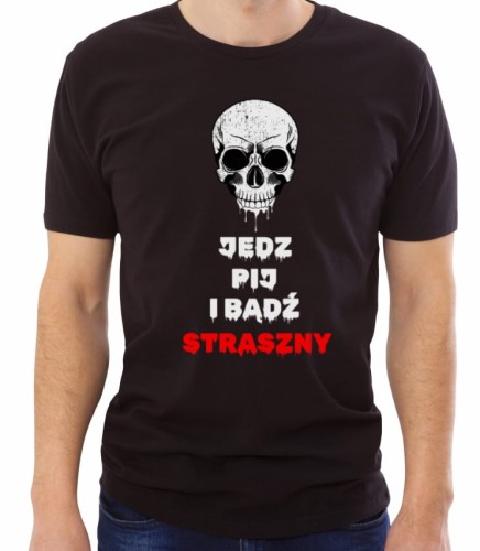 Czarna męska koszulka bądź straszny