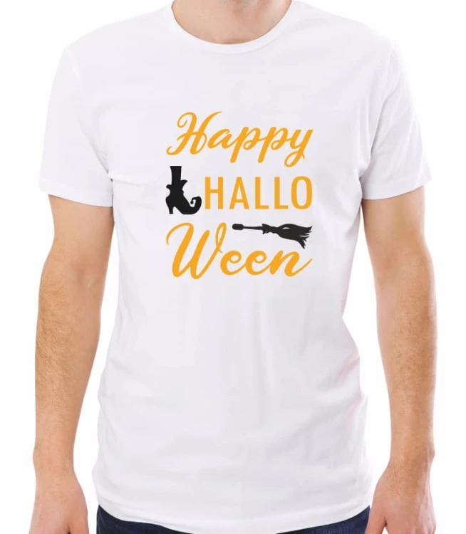 Biała męska koszulka happy halloween 01
