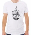 Biała męska koszulka fuck hand skeleton