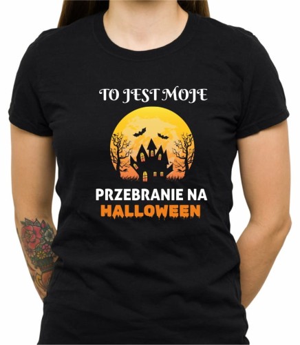 Czarna damska koszulka przebranie na Halloween