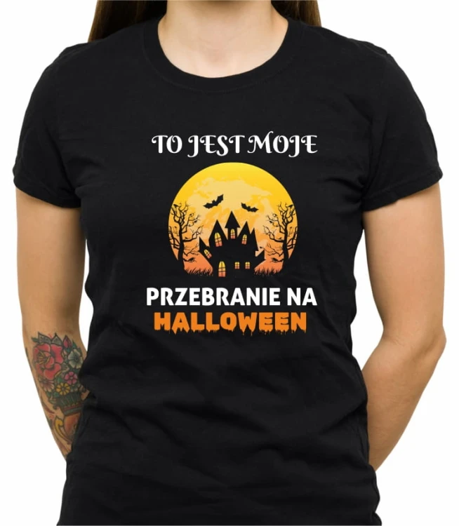 Czarna damska koszulka przebranie na Halloween