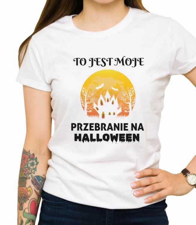 Biała damska koszulka przebranie na Halloween