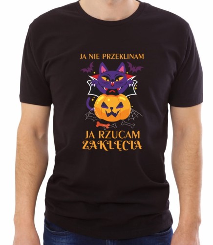 Męska czarna koszulka rzucam zaklęcia 02