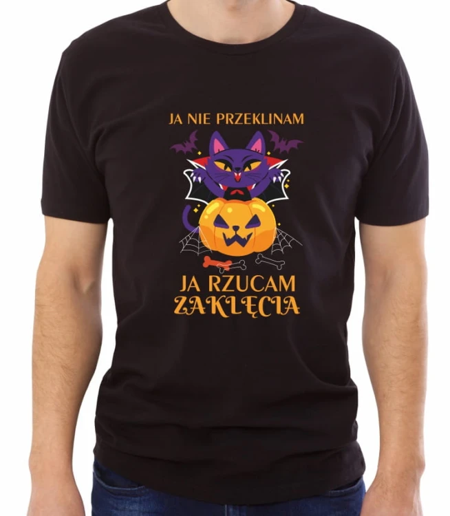 Męska czarna koszulka rzucam zaklęcia 02
