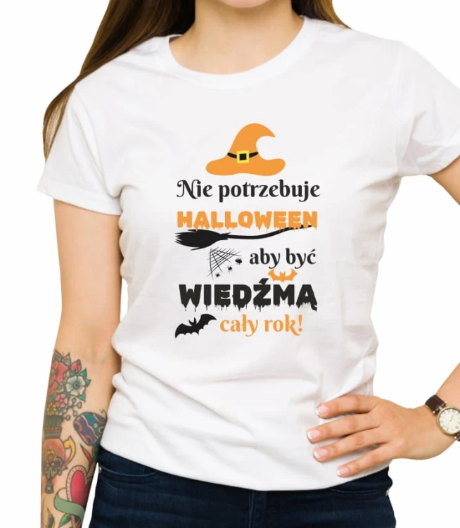 Biała damska halloweenowa wiedźma