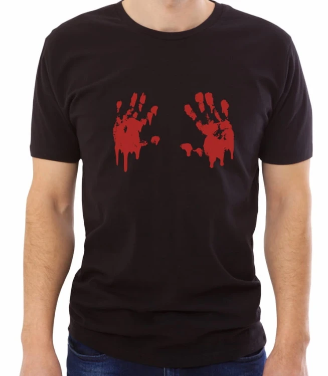 Czarna męska koszulka blood hand
