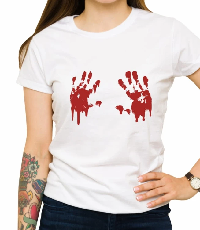 Biała damska koszulka blood hand