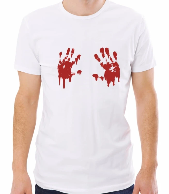 Biała męska koszulka blood hand