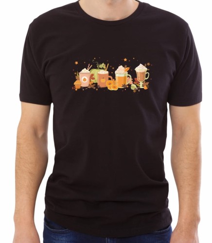 Czarna męska koszulka coffee pumpkin
