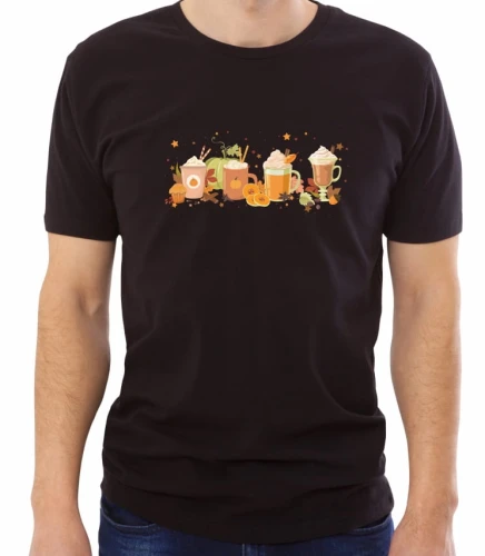 Czarna męska koszulka coffee pumpkin
