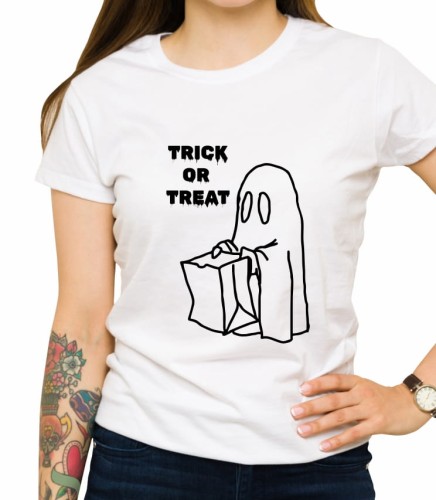 Biała damska koszulka treat or trick