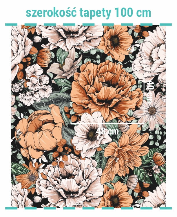 Wymiary na tapecie kwiaty vintage