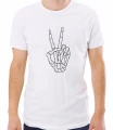 Biała męska koszulka peace hand skeleton