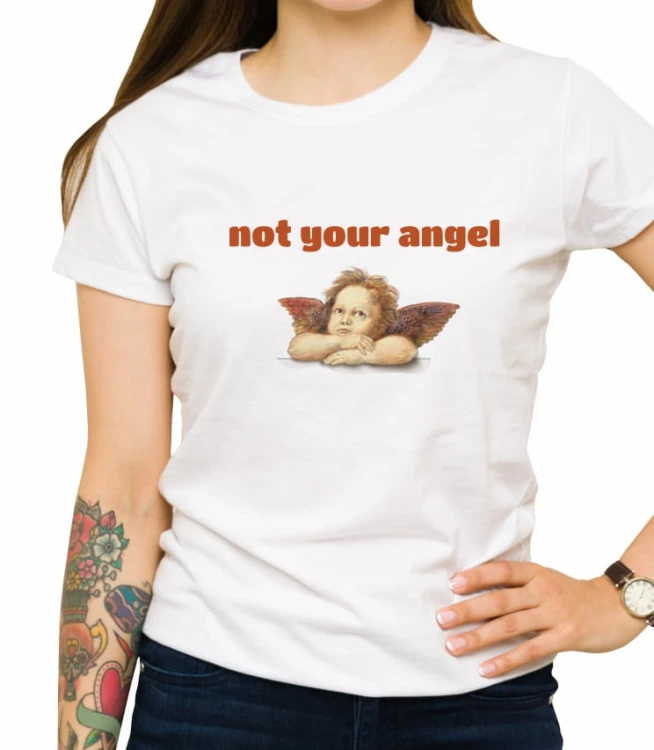 Biała damska koszulka not your angel