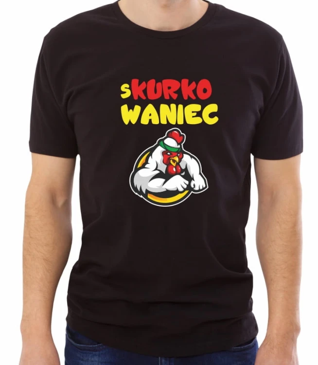 Czarna męska koszulka skurkowaniec
