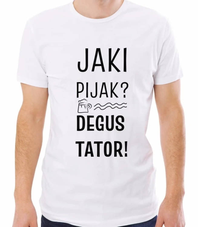 Biała koszulka męska jaki pijak degustator