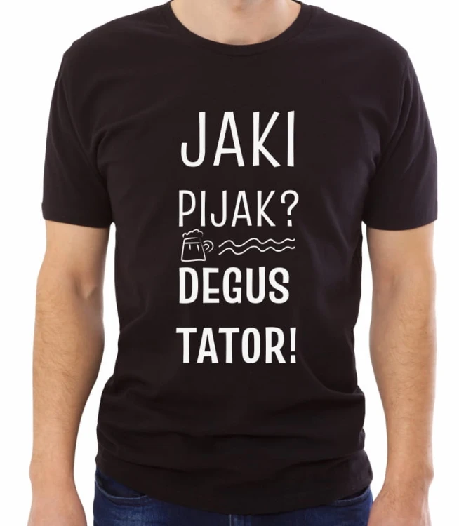 Czarna koszulka męska jaki pijak degustator