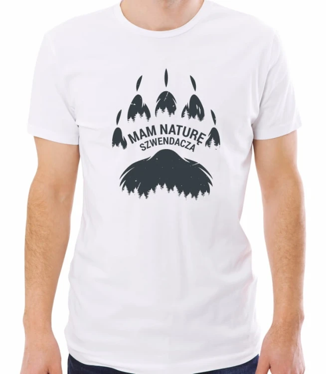 Biała męska koszulka natura szwendacza