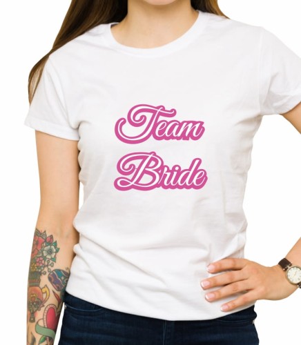 Biała koszulka damska bride team Barbie