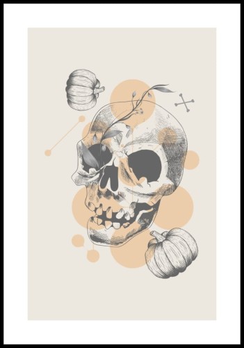 Plakat halloween czaszka z białym marginesem