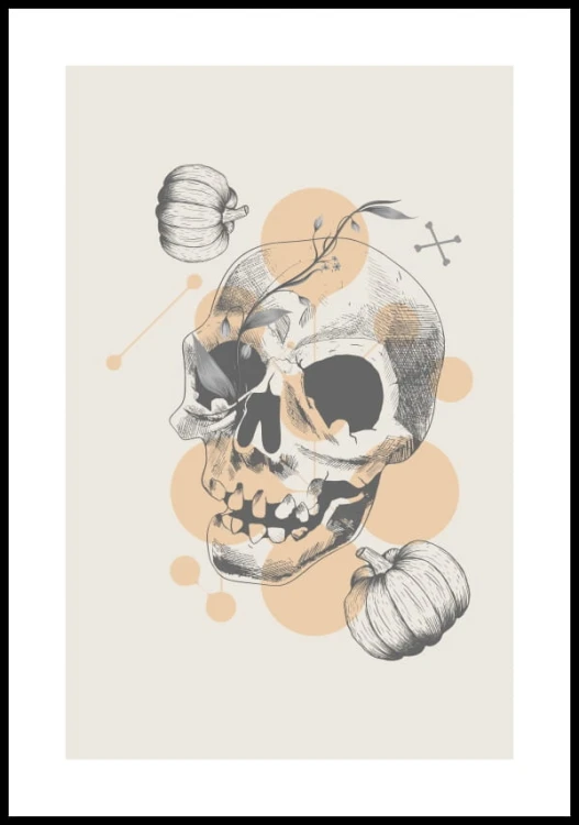 Plakat halloween czaszka z białym marginesem