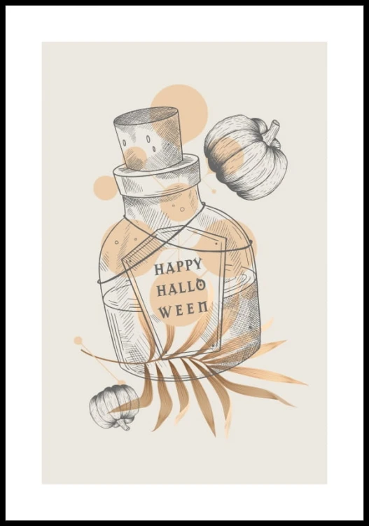 Plakat halloween eliksir z białym marginesem dookoła