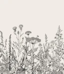 Próbka tapety botaniczna łąka w beżu