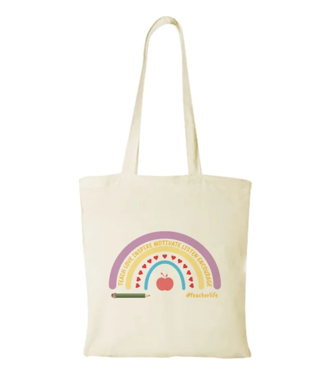 Torba bawełniana rainbow teach love inspire