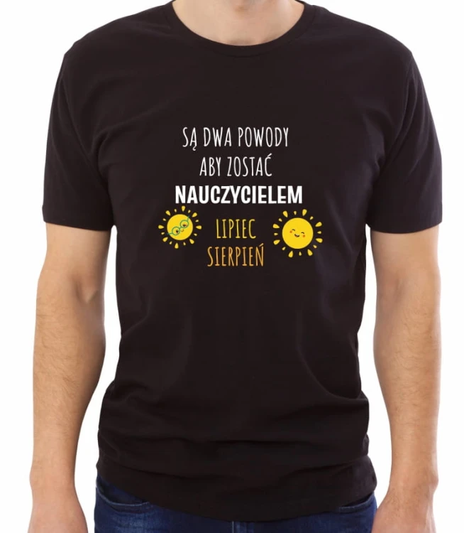 Czarna męska koszulka powody by być nauczycielem