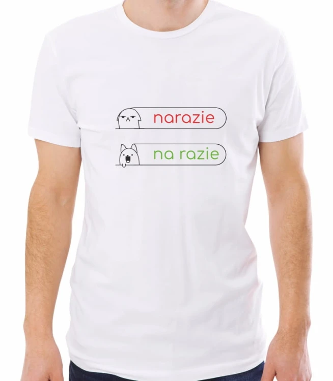 Biała męska koszulka narazie na razie