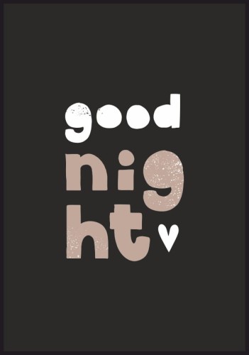 Ciemny plakat na ścianę z napisem "good night". Grafikę, która ukoi do snu, warto mieć w sypialni