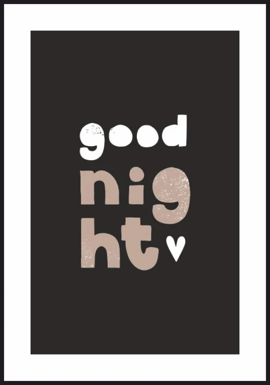 Plakat good night z białym marginesem dookoła