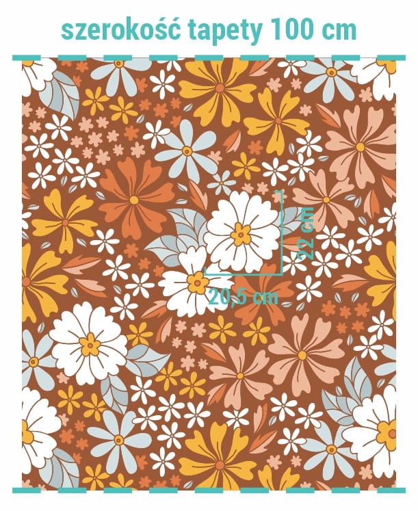 Wielkość wzoru na tapecie boho retro flower