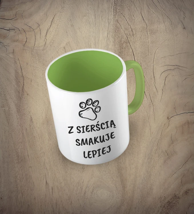 Jasnozielony kubek  z sierścią smakuje lepiej