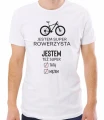 Biała męska koszulka super rowerzysta